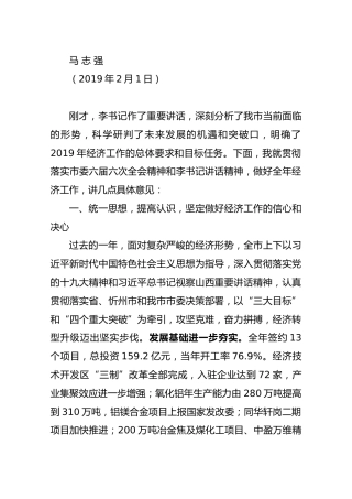 2019马志强：在市委经济工作会议上的讲话