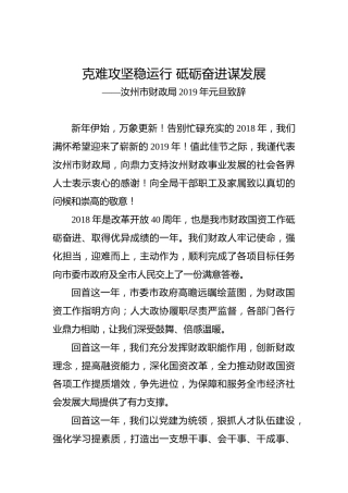 汝州市财政局2019年元旦致辞