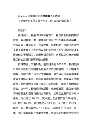 在2019年集聚区新春团拜会上的致辞