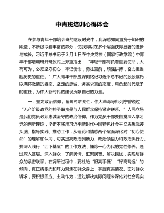 中青班培训心得体会
