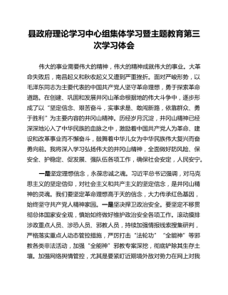 县政府理论学习中心组集体学习暨主题教育第三次学习体会
