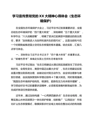 学习宣传贯彻党的二十大精神心得体会（生态环境保护）