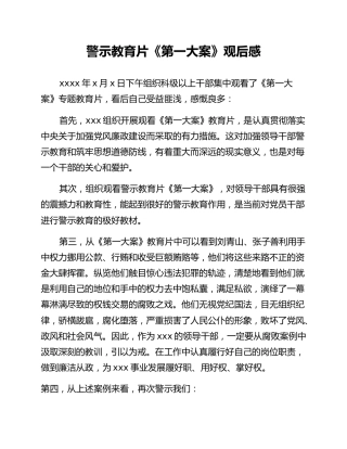 警示教育片《第一大案》观后感