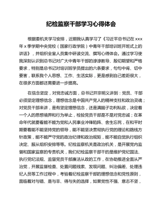 纪检监察干部学习心得体会