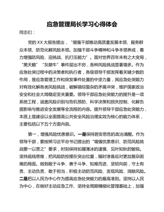应急管理局长学习心得体会