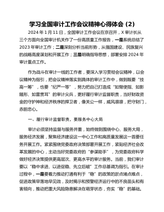 学习全国审计工作会议精神心得体会 (2)