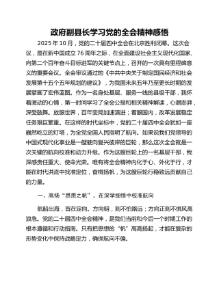 政府副县长学习党的全会精神感悟