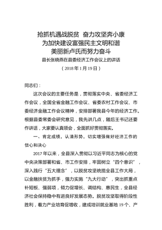 张晓燕：在县委经济工作会议上的讲话