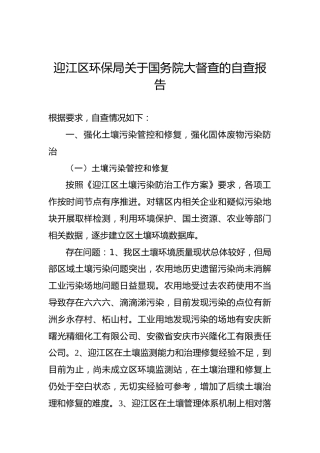 迎江区环保局关于国务院大督查的自查报告