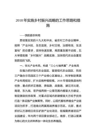 2018年实施乡村振兴战略的工作思路和措施