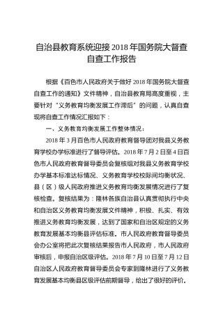隆林各族自治县教育系统迎接2018年国务院大督查自查工作报告