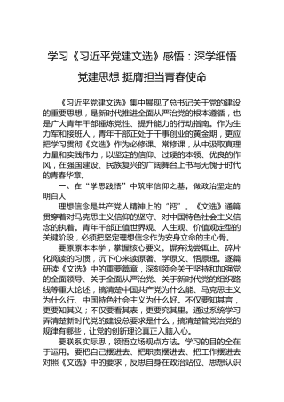 学习《习近平党建文选》感悟：深学细悟党建思想挺膺担当青春使命