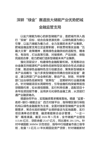 深耕“绿金”赛道放大储能产业优势肥城金融监管支局