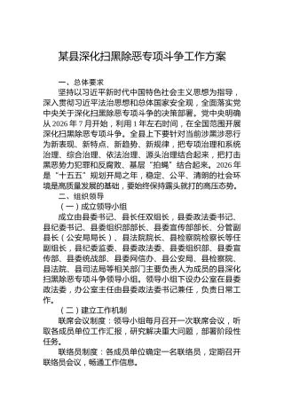 某县深化扫黑除恶专项斗争工作方案