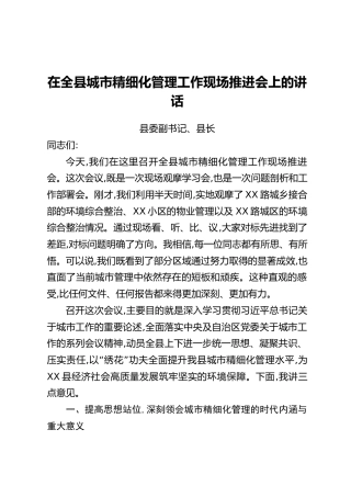 在全县城市精细化管理工作现场推进会上的讲话