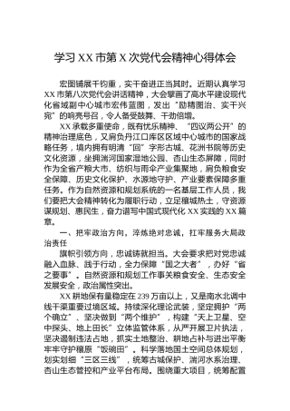 学习XX市第X次党代会精神心得体会