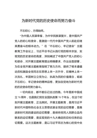 为新时代党的历史使命而努力奋斗